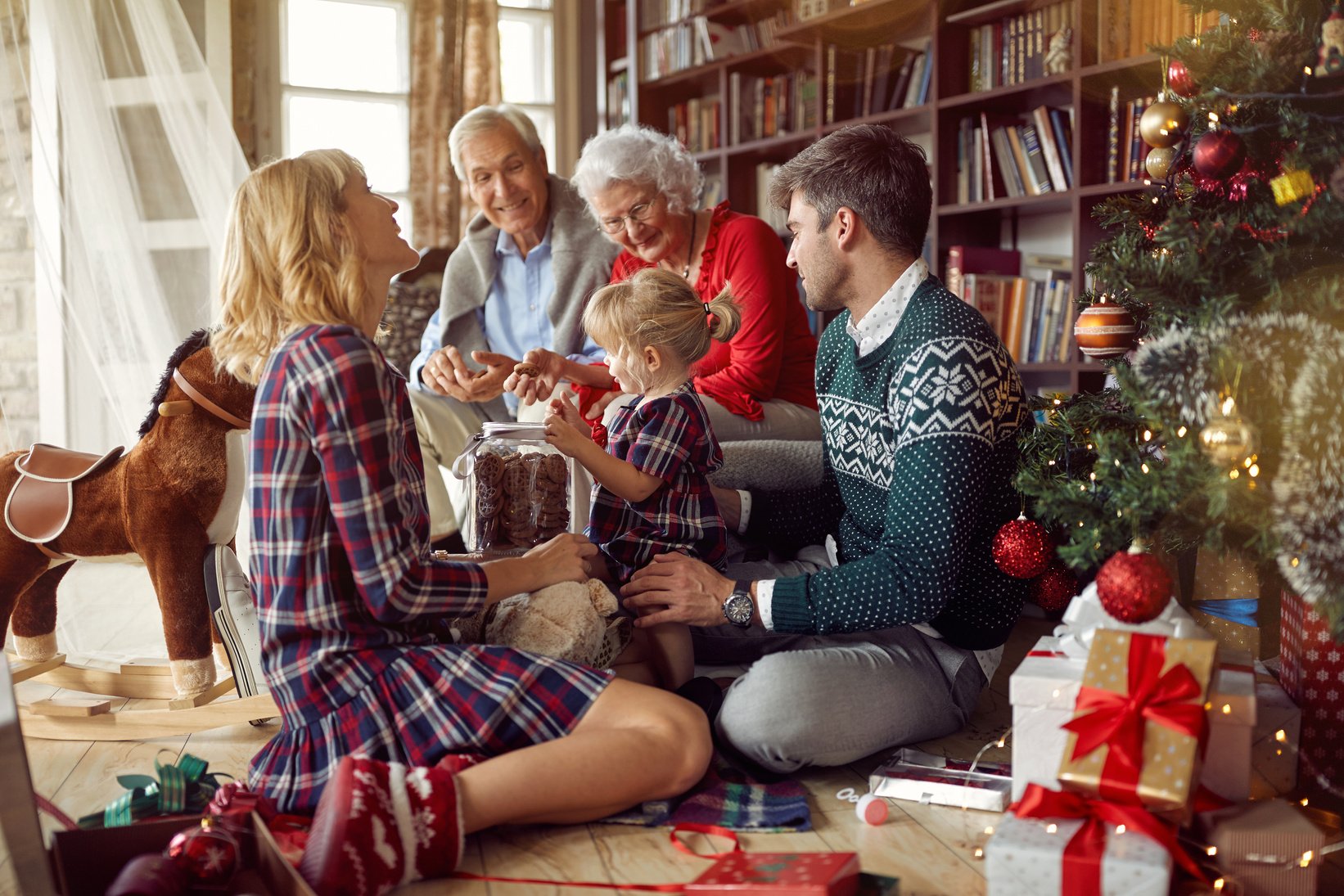 Christmas family portrait - family together in Christmas